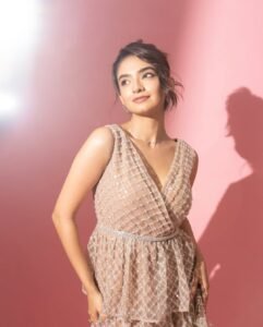 Anushka Sen Pastel Netted Gown Elegant Pink Backdrop Shoot (9)