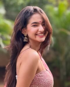 Anushka Sen Pastel Pink One-Shoulder Lehenga Garden Shoot (2)