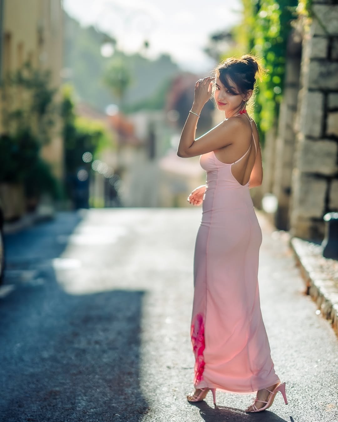 Anushka Sen Playful Pastel Pink Halter Dress – Cherry Statement Earrings (19)