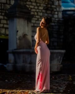 Anushka Sen youthful pink dress fun fashion photo