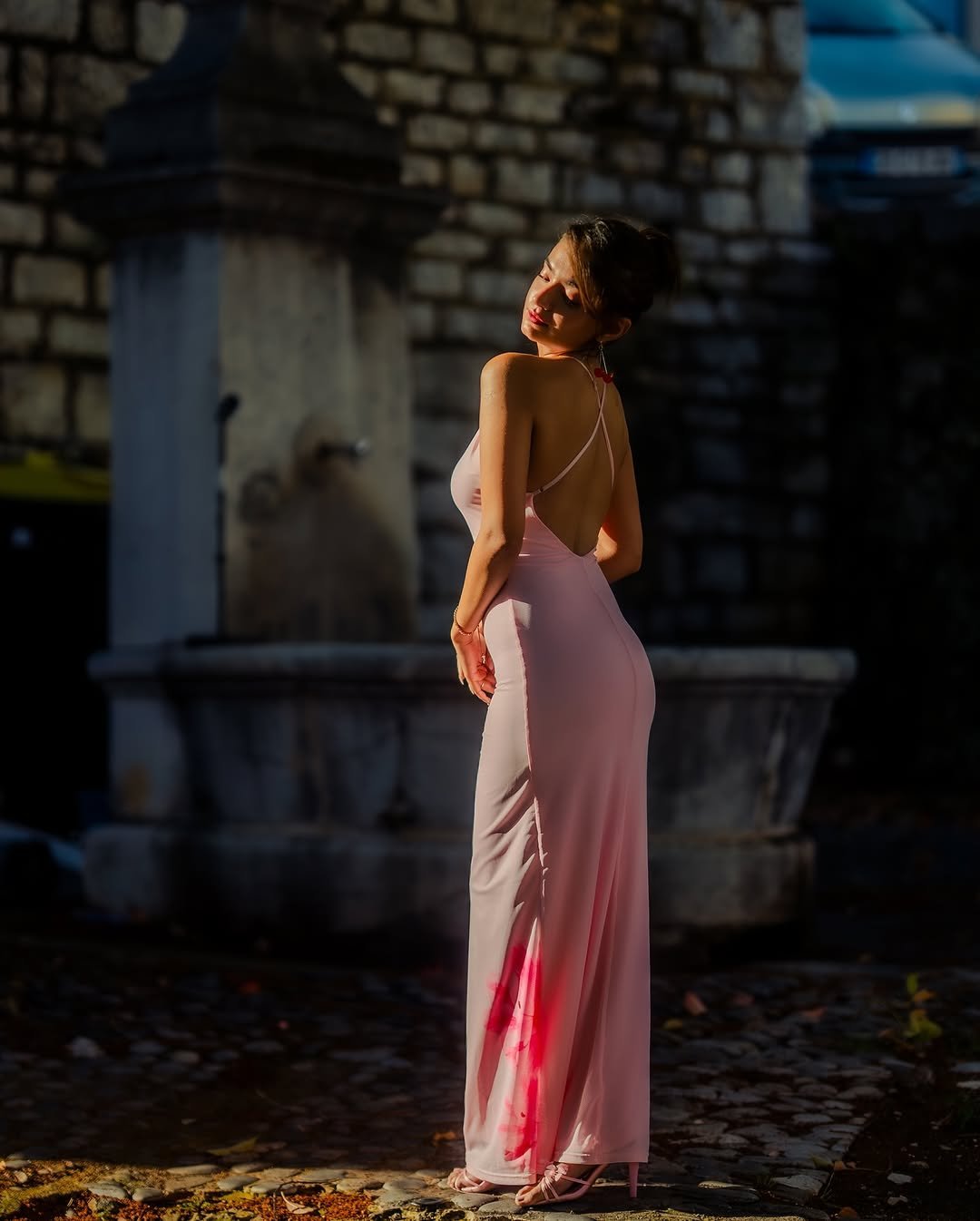 Anushka Sen Playful Pastel Pink Halter Dress – Cherry Statement Earrings (2)