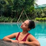 Anushka Sen red swimsuit poolside mermaid vibes