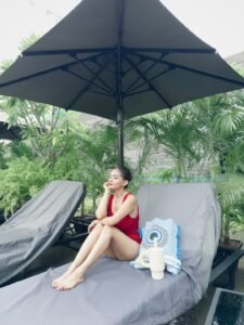 Anushka Sen playful mermaid swimsuit vacation photo