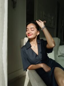 Anushka Sen elegant ruched dress work photoshoot