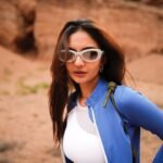 Indian actress Anushka Sen athletic wear nature shoot