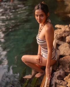 Anushka Sen Striped Halter Swimsuit Nature Glow Shoot (8)