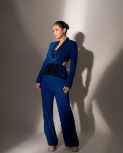 Anushka Sen Stylish Blue Cutout Blazer & Power Suit Photoshoot (16)