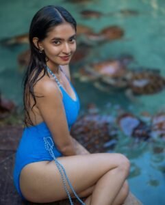 Anushka Sen Vibrant Blue Swimsuit Outdoor Shoot (12)