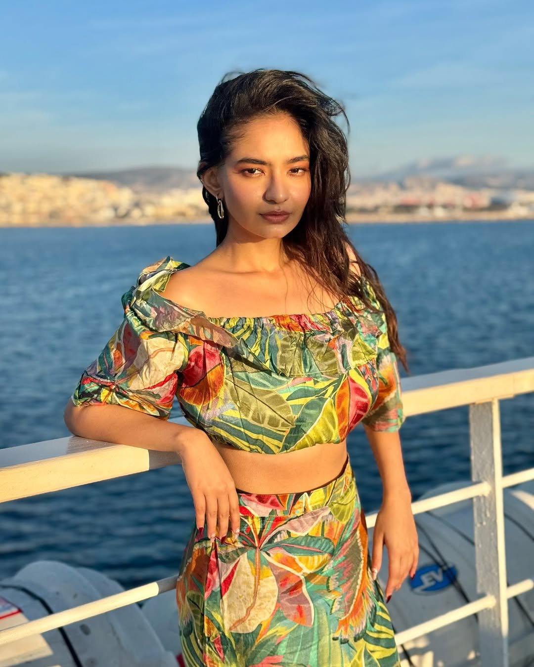 Anushka Sen Vibrant Tropical Co-Ord Set Seaside Travel Shoot (1)