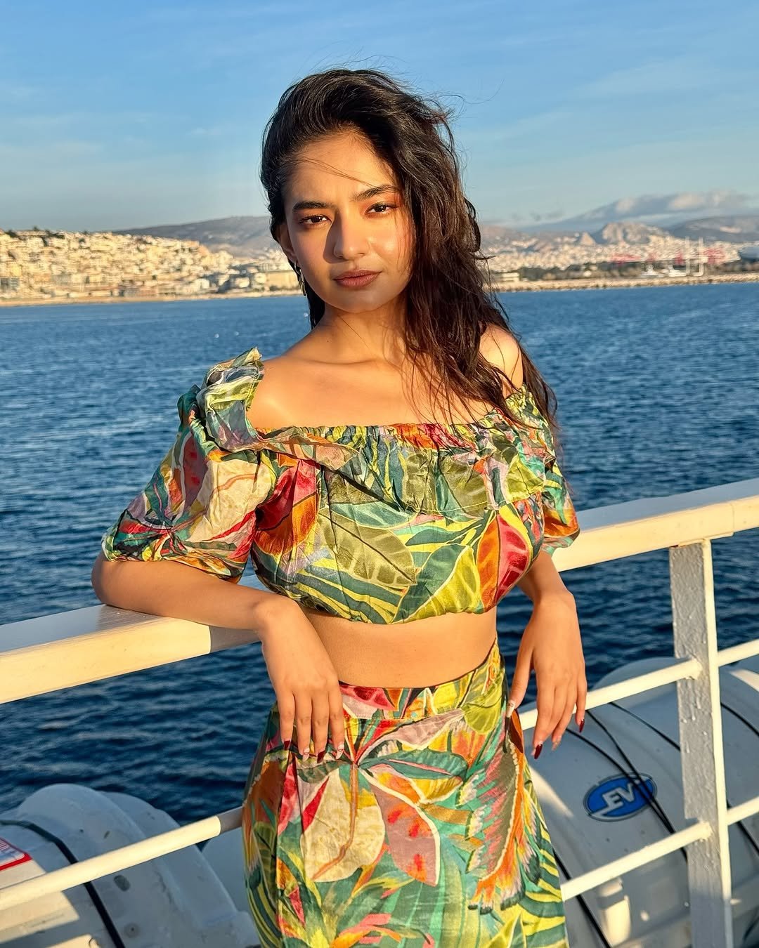 Anushka Sen Vibrant Tropical Co-Ord Set Seaside Travel Shoot (9)