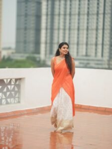 Arul Jyothi Beautiful in Vibrant Orange Saree with Traditional Jewelry (9)
