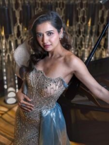 Ashika Ranganath Glamorous in Silver Mirror Gown (2)
