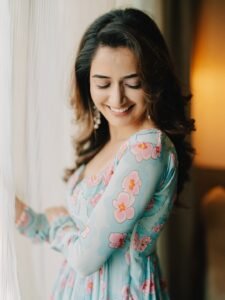 Ashika Ranganath Lovely in Blue Floral Dress (12)