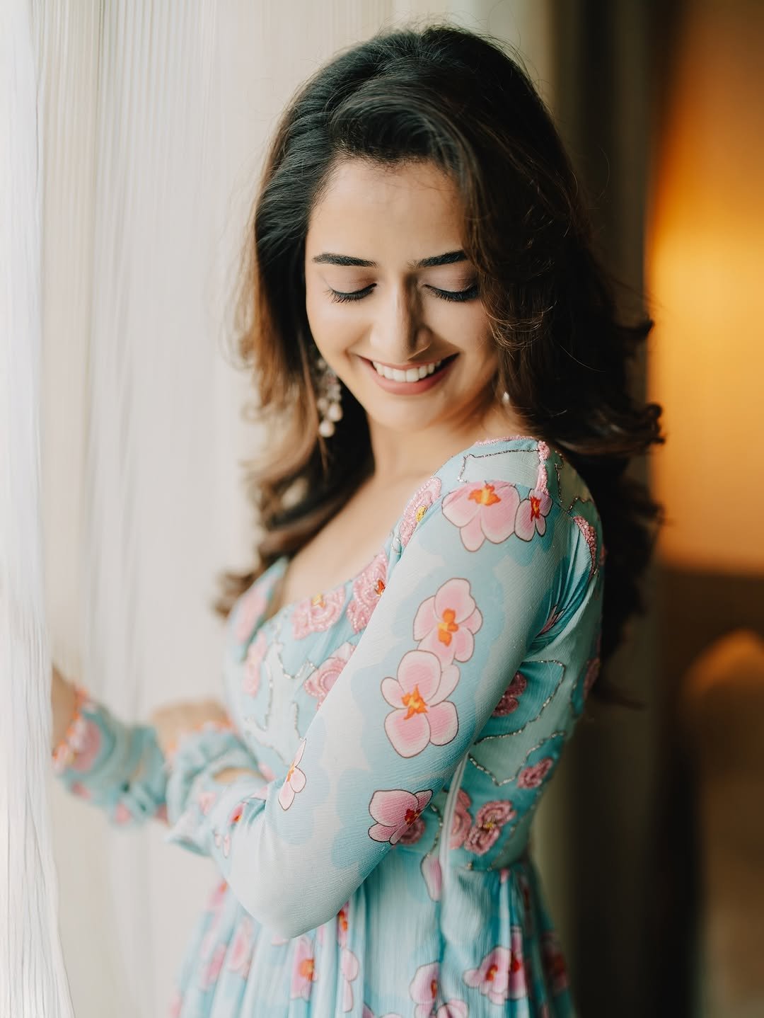 Ashika Ranganath Lovely in Blue Floral Dress (12)