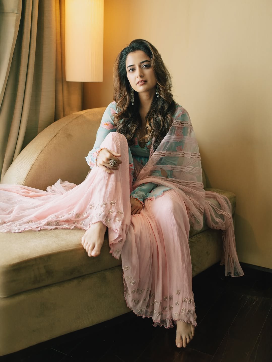 Ashika Ranganath Lovely in Blue Floral Dress (6)