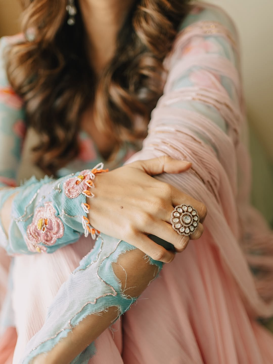 Ashika Ranganath Lovely in Blue Floral Dress (9)