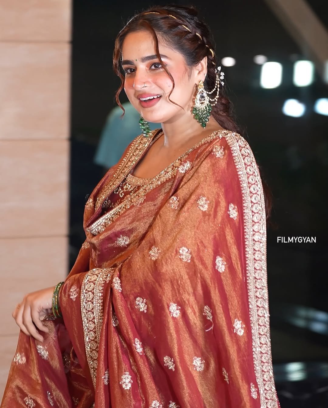 Ayesha Khan Shines in Copper Embroidered Saree (10)