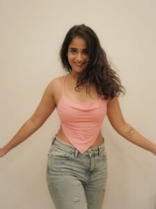 Deepthi Sunaina Casual in Pink Crop Top and Jeans (1)