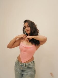 Deepthi Sunaina Casual in Pink Crop Top and Jeans (20)