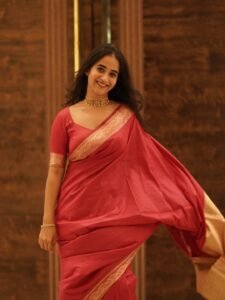 Deepthi Sunaina Elegant Pink Saree Indoor Photoshoot (3)