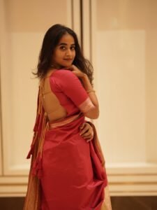 Deepthi Sunaina Elegant Pink Saree Indoor Photoshoot (6)