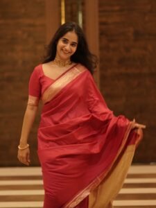 Deepthi Sunaina Elegant Pink Saree Indoor Photoshoot (9)