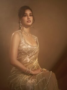 Disha Patani gold saree bridal glam 2025 photo