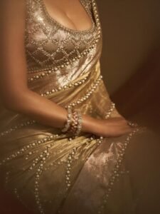Disha Patani gold saree bridal glam 2025 photo