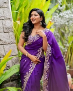Eesha Rebba Shines in Purple Embroidered Saree Photos (1)