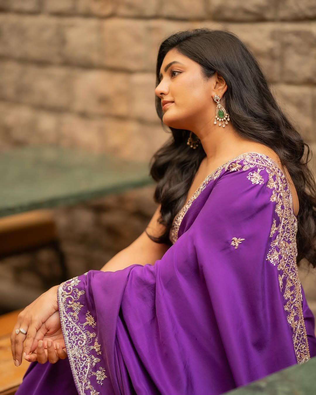Eesha Rebba Shines in Purple Embroidered Saree Photos (10)