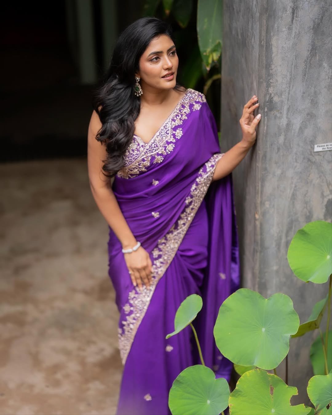 Eesha Rebba Shines in Purple Embroidered Saree Photos (4)