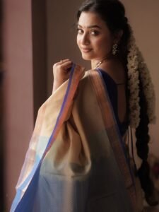 Janani Ashok Kumar in Traditional Beige Silk Saree with Statement Jewelry (1)