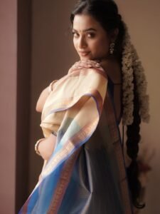 Janani Ashok Kumar in Traditional Beige Silk Saree with Statement Jewelry (5)