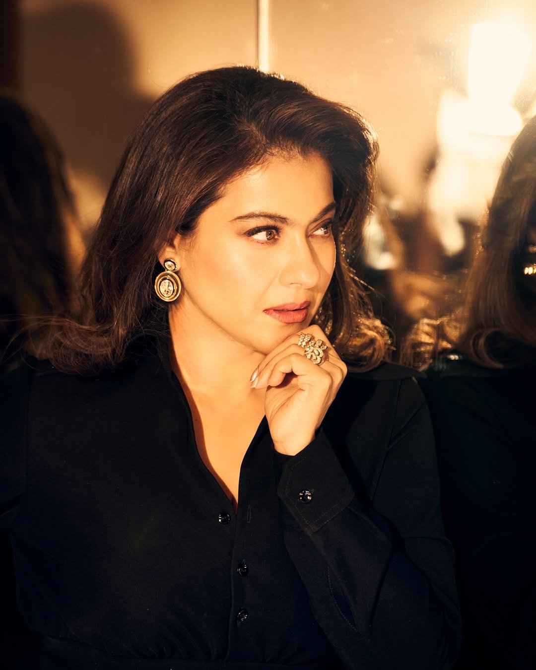 Kajol Elegant in Black Outfit with Statement Earrings (1)