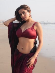 Kate Sharma Bold in Maroon Saree Navel Show (10)