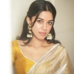Mirnalini Ravi Elegant in Yellow Blouse and Sheer White Saree (5)