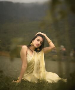 Nuveksha Charms in Traditional Off White Kerala Saree Photos (4)