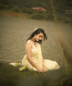 Nuveksha Charms in Traditional Off White Kerala Saree Photos (9)