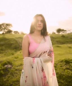 Nuveksha Looks Adorable in Pink Floral Saree Photos (8)