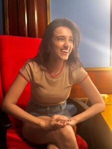 Nuveksha Looks Cute in Casual Beige Top and Denim Shorts Photos (3)