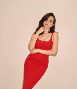 Nuveksha Sizzles in Red Bodycon Dress Photos (22)