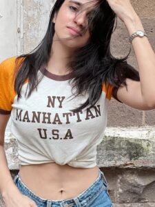 Nuveksha Stylish in NY Manhattan Crop Top and Blue Jeans Photos (7)