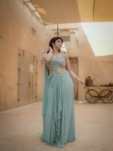 Pragya Nagra Mesmerizes in Mint Green Embellished Saree Photos (3)