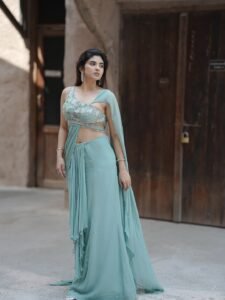 Pragya Nagra Mesmerizes in Mint Green Embellished Saree Photos (9)