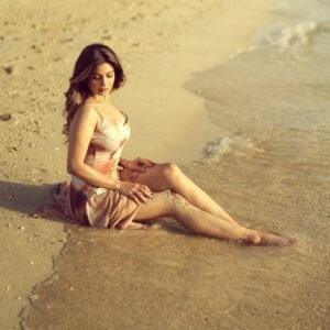 Priya Shukla Sunset Beach Look Elegant Flow Dress Photos (6)