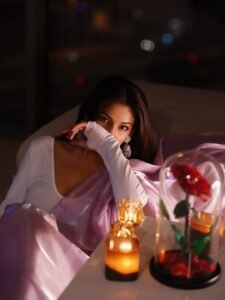 Priya Shukla Sunset Beach Look Elegant Flow Dress Photos (9)