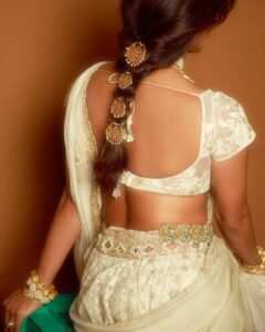 Priyanka Chopra Regal in White Gold Saree in Varanasi Title Launch Event (9)