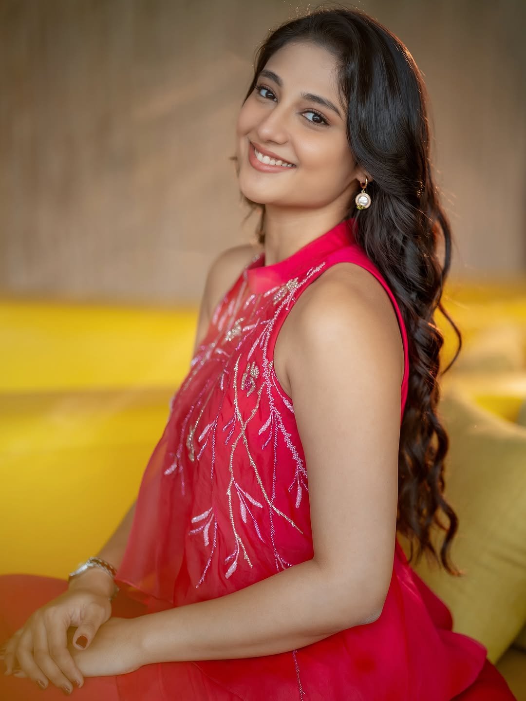 Ritika Nayak Glows in Pink Embroidered Sleeveless Dress Photos (1)