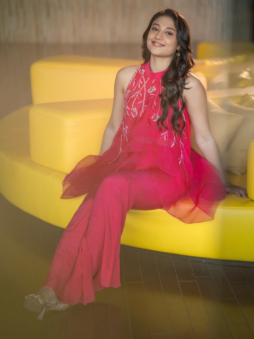 Ritika Nayak Glows in Pink Embroidered Sleeveless Dress Photos (2)