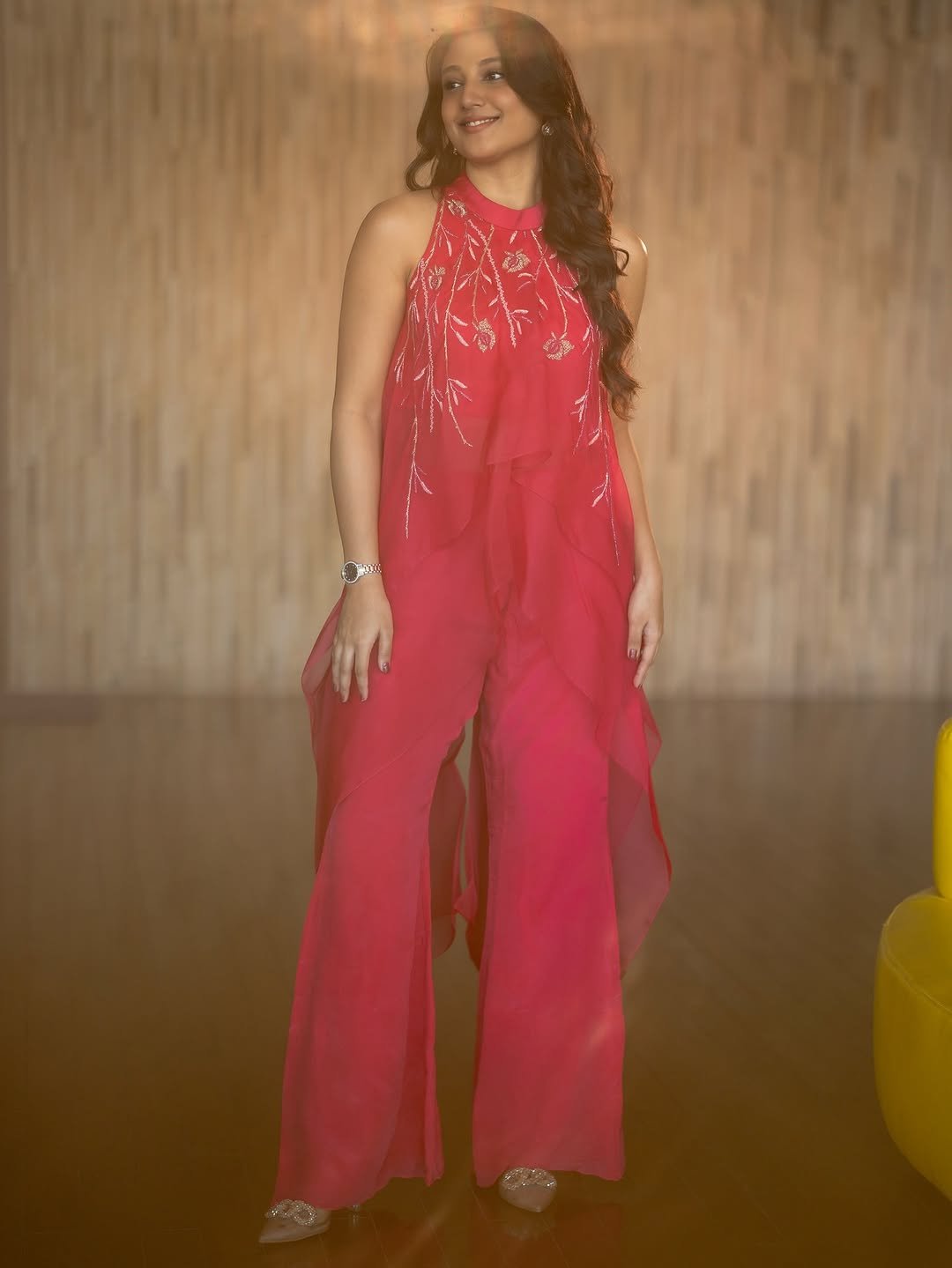 Ritika Nayak Glows in Pink Embroidered Sleeveless Dress Photos (4)